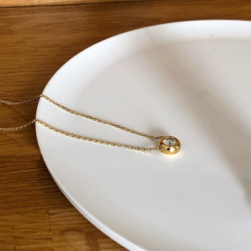 Chain For Man 18K Gold Plated Necklace woman necklace Dainty 925 Sterling Silver Single Infinity Round Diamond Pendant Necklaces Women Crystal