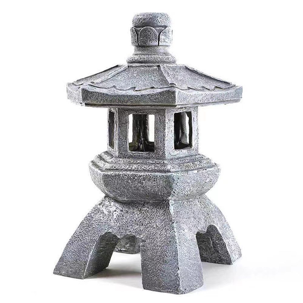 Garden Decorations Handmade Craft Zen Ornaments Accessories Resin Tower Statue Solar Lamp Stone Pagoda Lantern Lanterns 230422