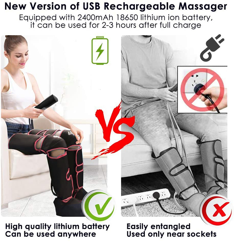 Leg Massagers Massager Air Compression for Circulation Calf Feet Thigh Massage Muscle Pain Relief Sequential Boots Device with Handheld 230422