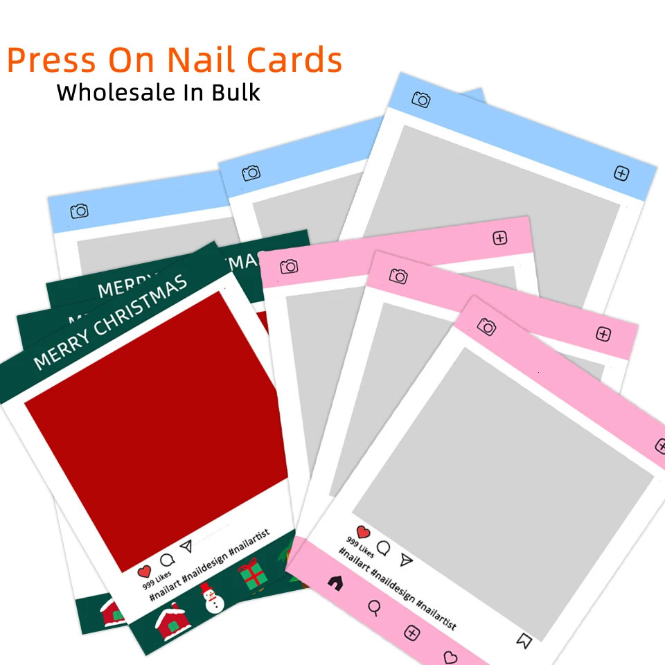 False Nails 50 Pieces Press On Nails Packaging Cards Display Wholesale Christmas/Ins Styles Pink Nail Showing Mounting Card Manicure Art 231121