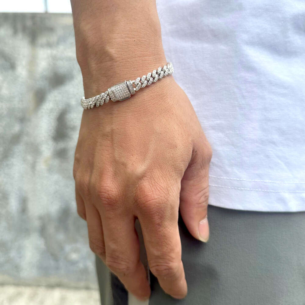 bracelet pendant necklaces fine jewelry 8mm VVS moissanite necklace cuban k sterg sier women men chain miami cubank