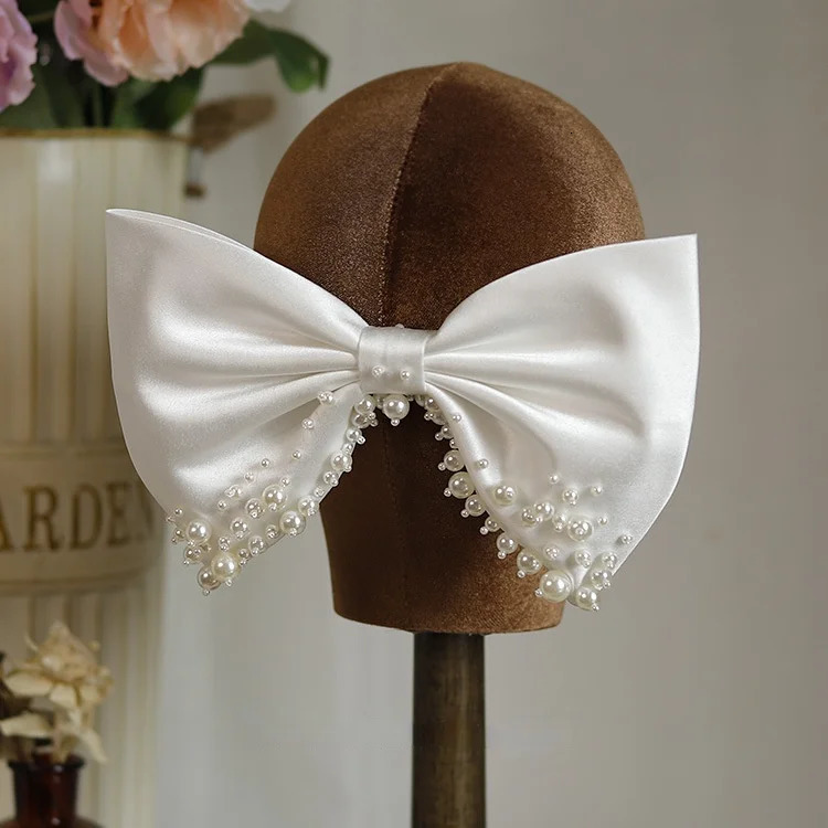 Wedding Hair Jewelry white bow Beaded Bridal hair decoration wedding brides clips hairpin hair accessories 231121
