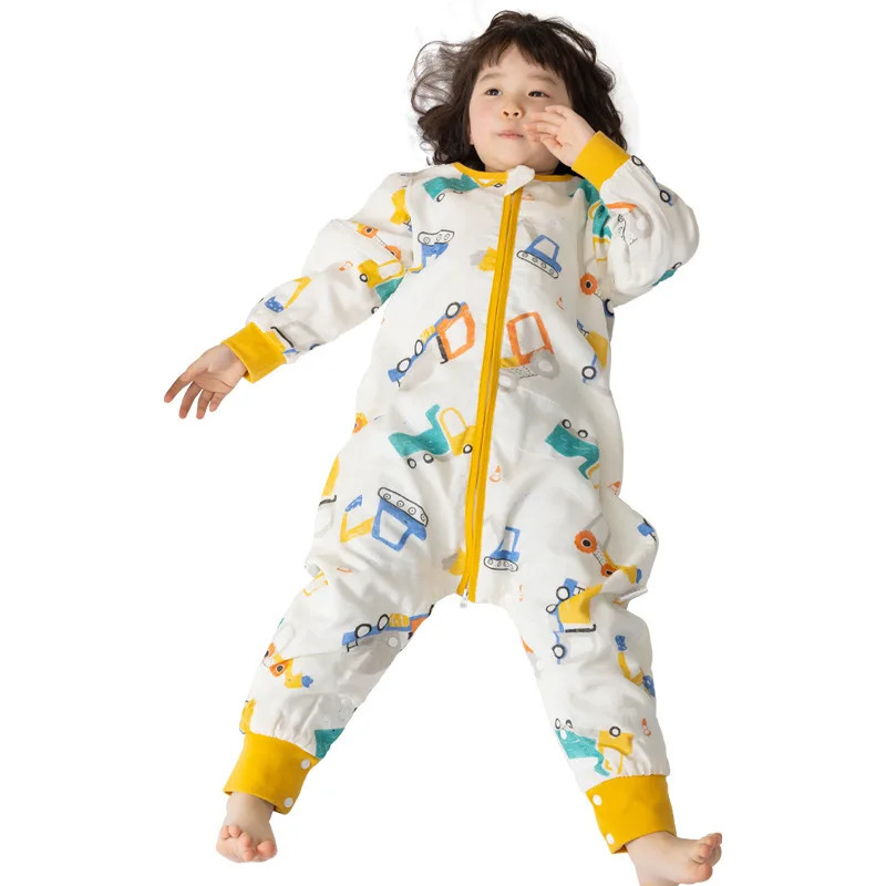 Sleeping Bags Happytobias Summer Baby Sleeping Bags Long Detachable Sleeve Split Leg Sleep Boys Girls Sack Sleepers Kids Pajamas S16 231122