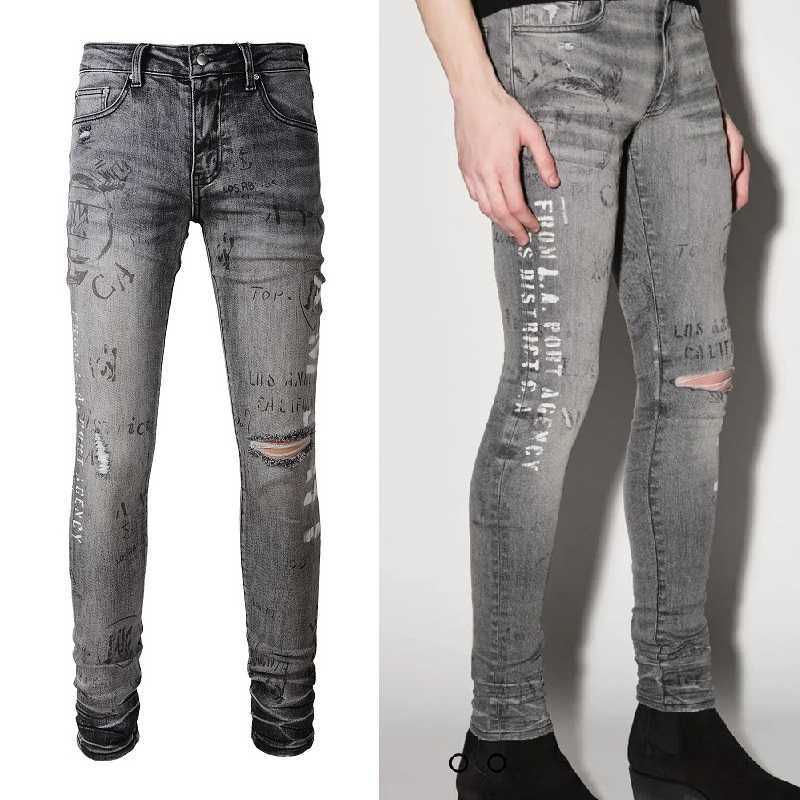 Designer Clothing Fashion Denim Pants Amiiri New trendy brand printing paint graffiti knife cut make holes made old elastic slim fitting washed gray black jeans male
Designer Clothing Fashion Denim Pants Amiiri New trendy brand printing paint graffiti knife cut make holes made old elastic slim fitting washed gray black jeans male