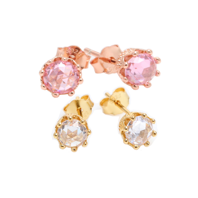 Women's Luxury Crystal Zirconia Earrings - Rose & Yellow Gold Plated Wedding Stud for Bridal Occasions