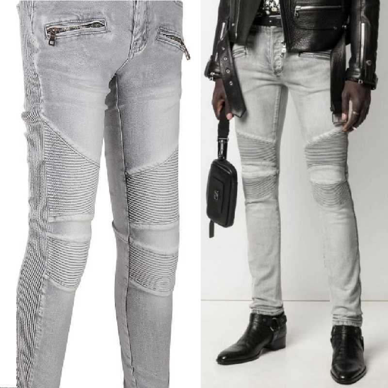 Designer Clothing Fashion Denim Pants Amiiri New Street Trend Brand Made Old Elastic Slim Fit Small Foot Splice Motorcycle Light Grey Heavy Wash Jeans Men, As shown in figure
Designer Clothing Fashion Denim Pants Amiiri New Street Trend Brand Made Old Elastic Slim Fit Small Foot Splice Motorcycle Light Grey Heavy Wash Jeans Men, As shown in figure