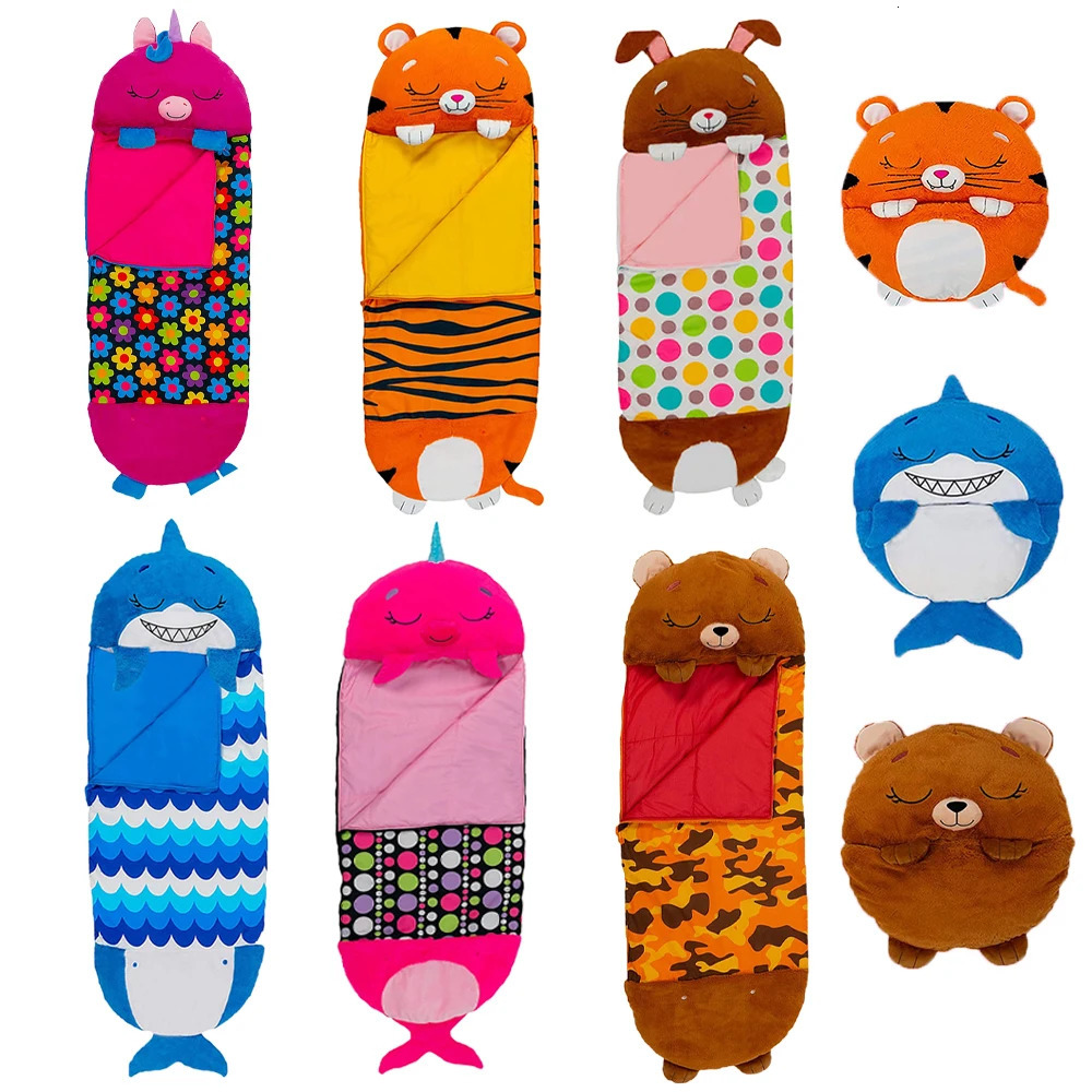 Sleeping Bags Nature Hike Sleeping Bag Children Plush Pillow Animal Sleepsacks Soft Warm Sack Bag Sleep Sack For Boys Girls Birthday's Gift 23112