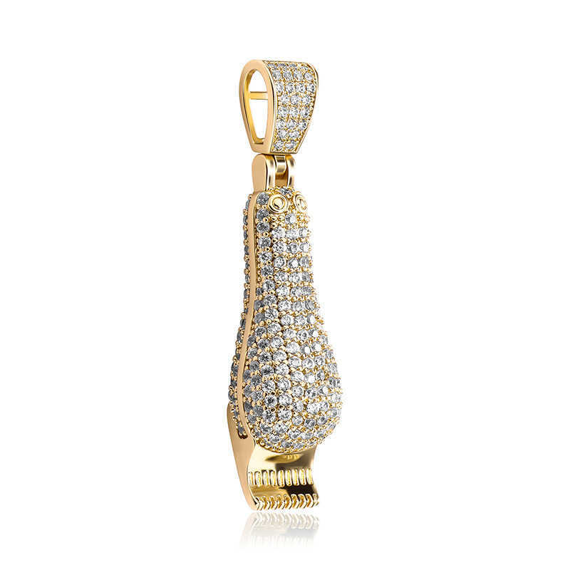 Electric Pusher Razor Hip Hop Pendant Mens Necklace Cubic Zircon Fashion Jewelry 18k Real Yellow Gold Plated Bling CZ Stone Rock Diamond Collier Jewel