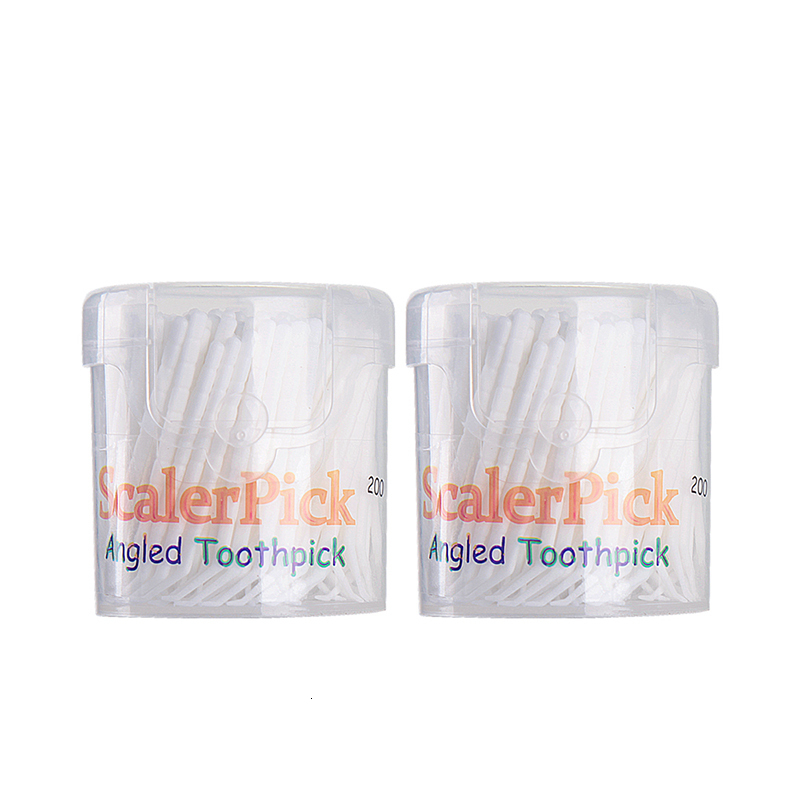 Dental Floss Angled toothpick pick White Plastic Household Teeth Cleaning Curved Hook 2 Bottle 230421