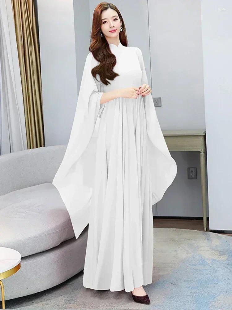 Casual Dresses Red Beach Dress Summer Clothes For 2023 Evening Maxi Fashion Elegant White Chiffon Long Sleeve Pink Prom Wedding F62