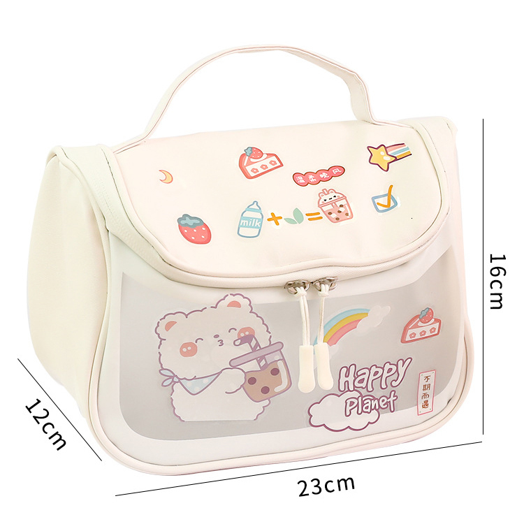 Cosmetic Bags Cases Large Capacity Bag for Women Waterproof Travel Wash Makeup Girls DIY Stickers Kawaii Beauty Organizer 230421