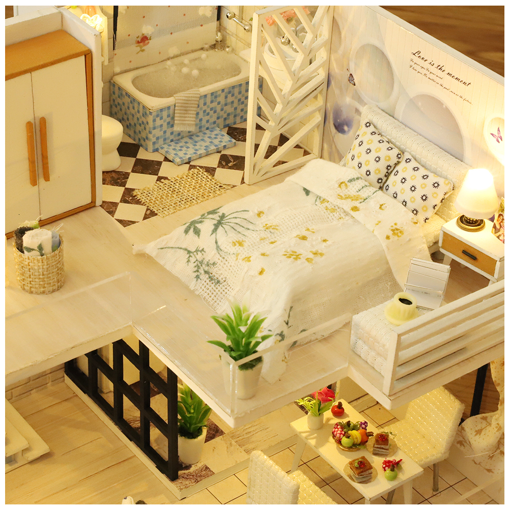 Doll House Accessories CUTEBEE DIY Dollhouse kit Wooden Doll House Miniature House Furniture Kit Toys for Children Christmas Gift 230422 - view 5