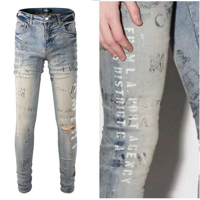 Designer Clothing Fashion Denim Pants Amiiri New High Street Trend Brand Printing Paint Graffiti Hole Making Old Elastic Slim Fit Wash Light Color Jeans Men, As shown in figure
Designer Clothing Fashion Denim Pants Amiiri New High Street Trend Brand Printing Paint Graffiti Hole Making Old Elastic Slim Fit Wash Light Color Jeans Men, As shown in figure