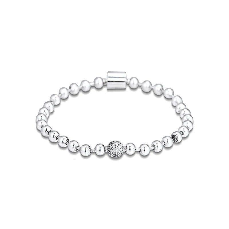 Chain 100% 925 Sterling Silver Beads Pave Chain Bracelets Jewelry 231118