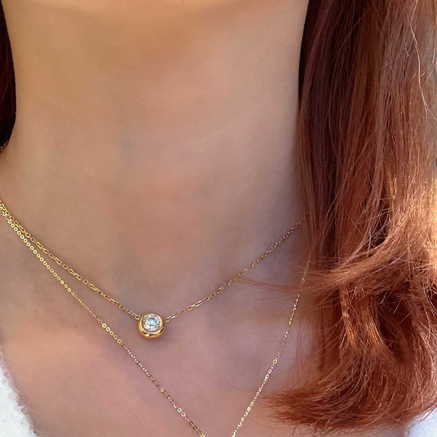 Chain For Man 18K Gold Plated Necklace woman necklace Dainty 925 Sterling Silver Single Infinity Round Diamond Pendant Necklaces Women Crystal