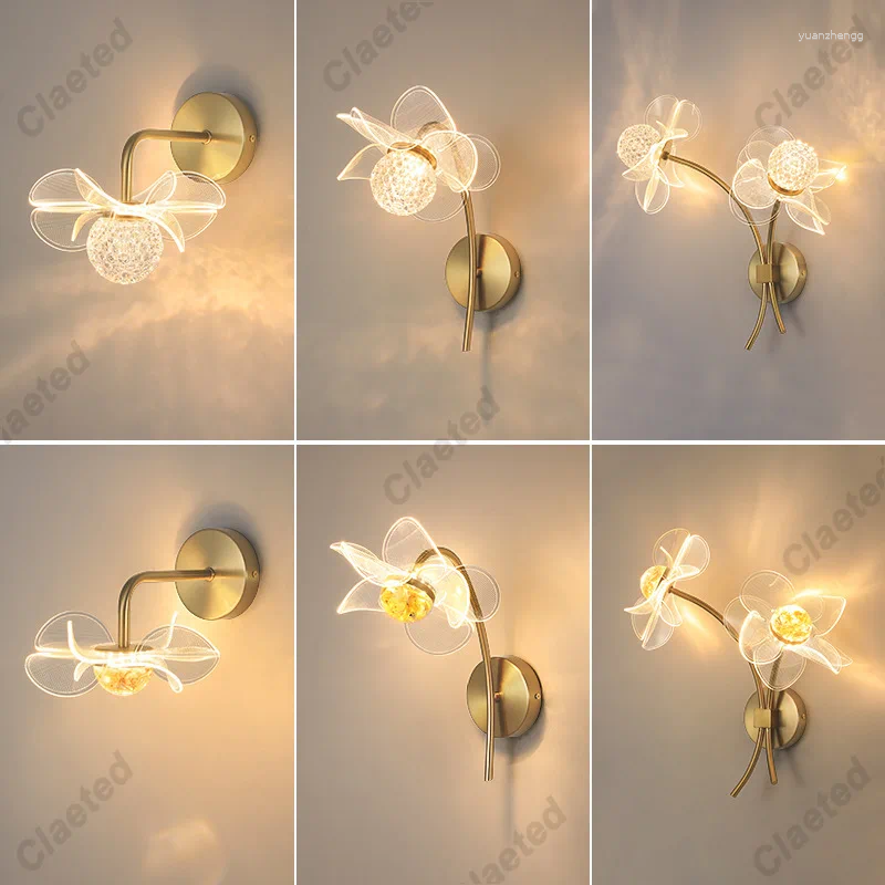 Lamps Wall Flower Led For Living Room Bedroom Bedside Sconce Light Modern Hallway Restaurant Background Decoration Lighting Deco ing