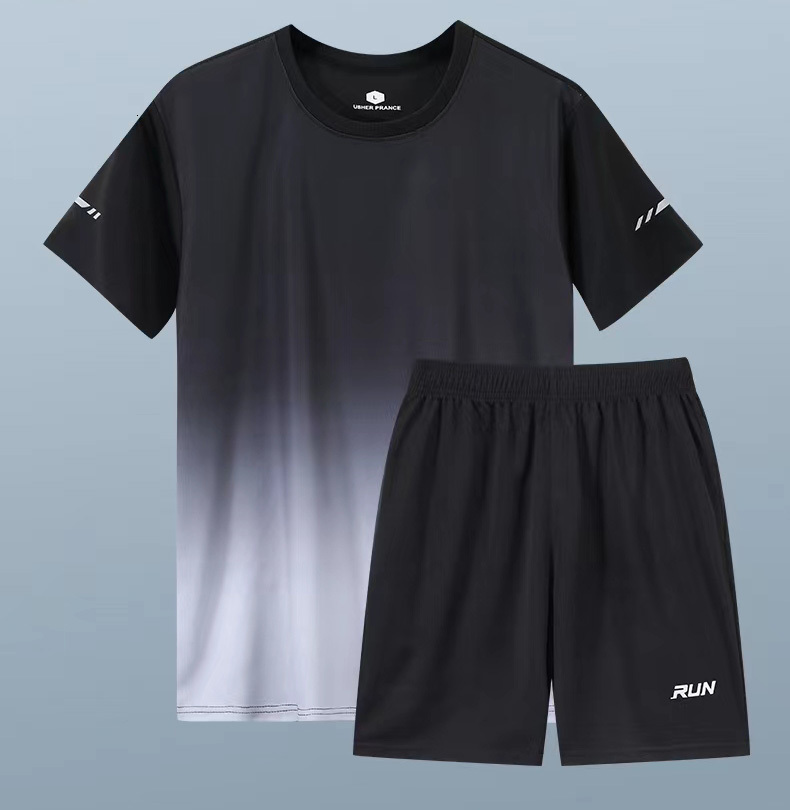 Men's Tracksuits Men Short Sleeved T-shirt Shorts Sets Mens Fashion Gradient Sportswear Men's Summer Quick Dry Sets Outdoor Sports Male Trac