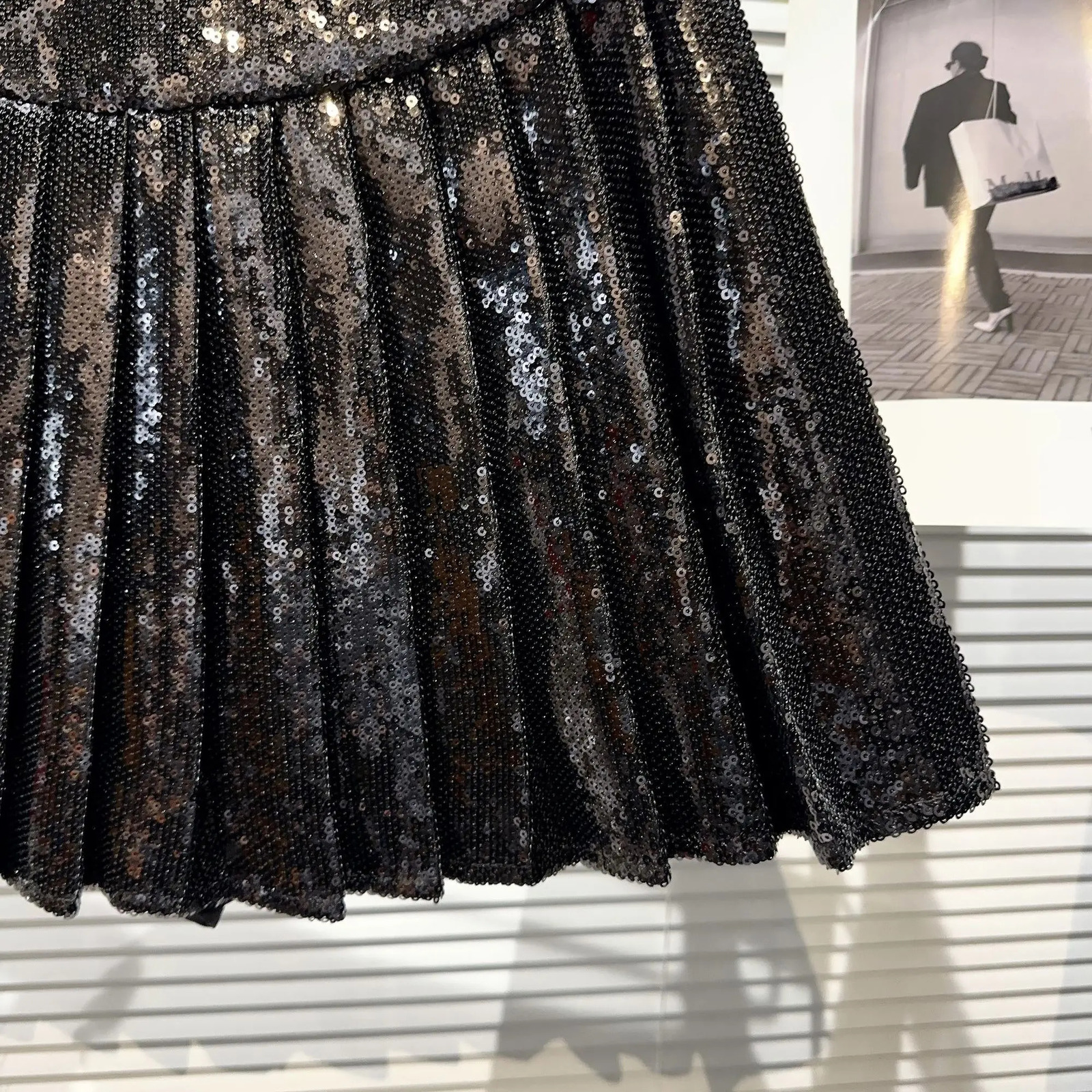 Skirts Summer Street Nightclub Full Sequins Shining Pleated Skirt A-line Skirts 231121