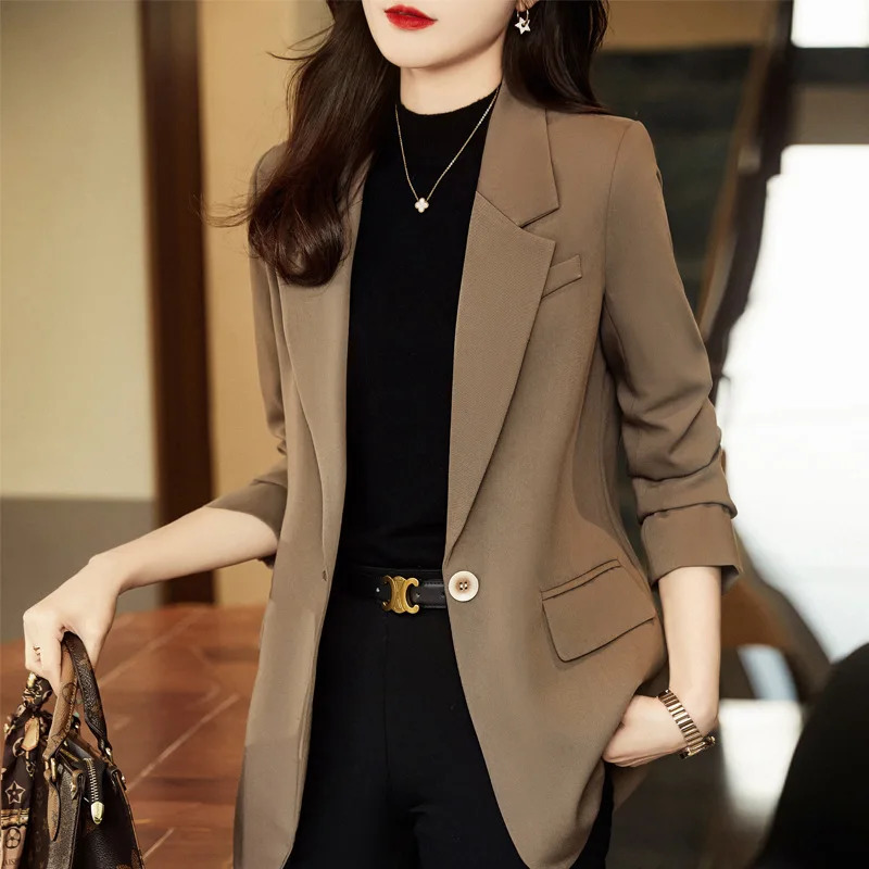 Women's Suits Blazers Korean Style Brown Suit Jacket for Women Blazer Spring Autumn Temperament Fashion Casual Coffee Blazer Woman Jacket 231121
