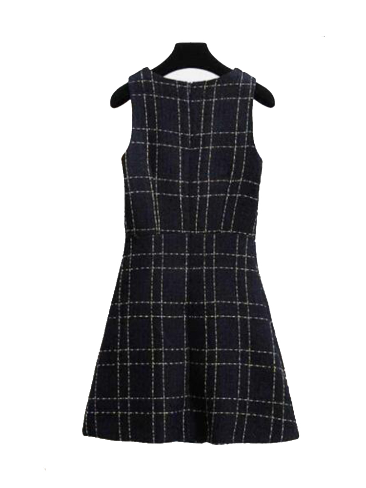 Two Piece Dress Spring Women's 2 Piece Knee Length Jacket Dress Tweed Jacket and Sleeveless Dress Plaid Two Piece Suit Coat Mini Tweed Dress 2304