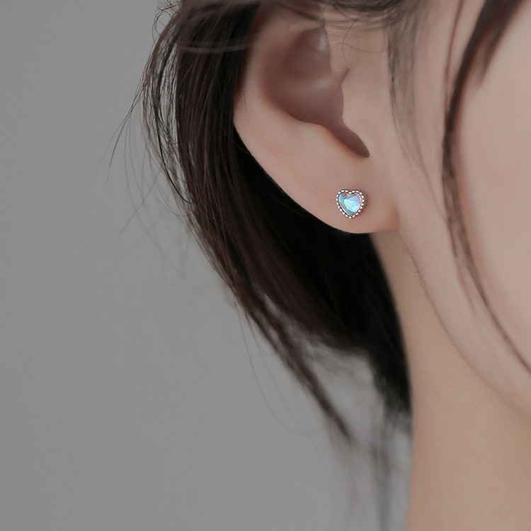 Minimalist Gemstone 925 Sterling Silver Studs Moonstone Elegant Small Stud Earring Cabochon Earrings Silver