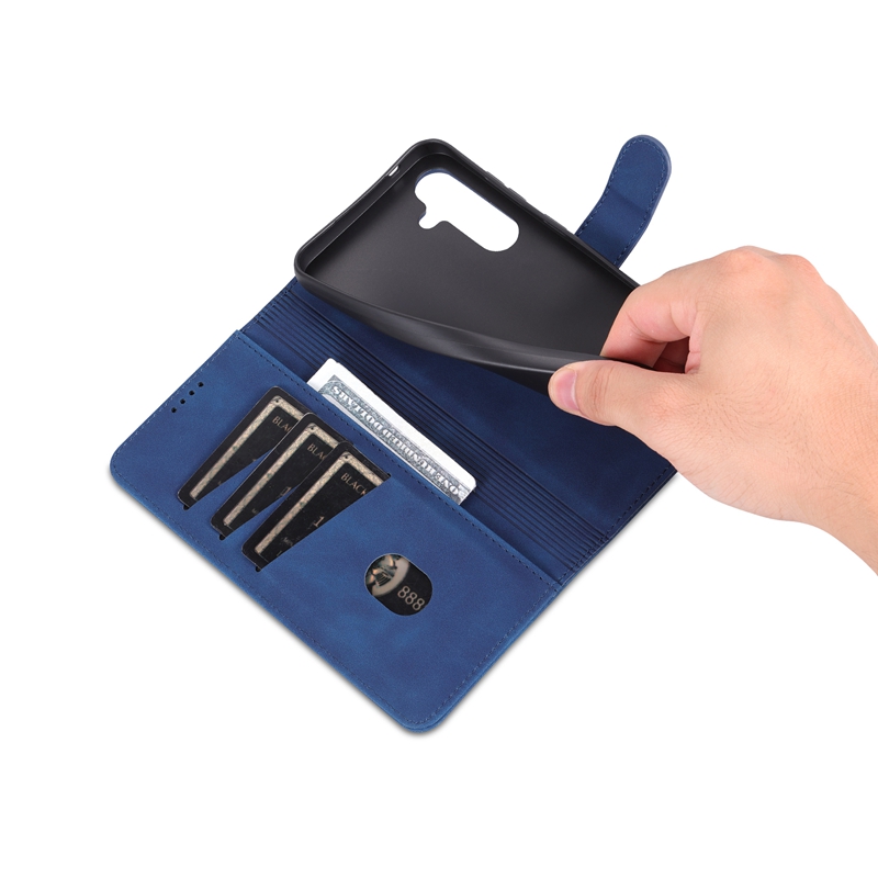 Business PU Leather Wallet Cases For Samsung S25 A56 A36 A26 A16 A06 S24 Plus S23 FE S22 Ultra A05 A05S A15 A54 A25 Plain Credit Card Slot Holder Magn