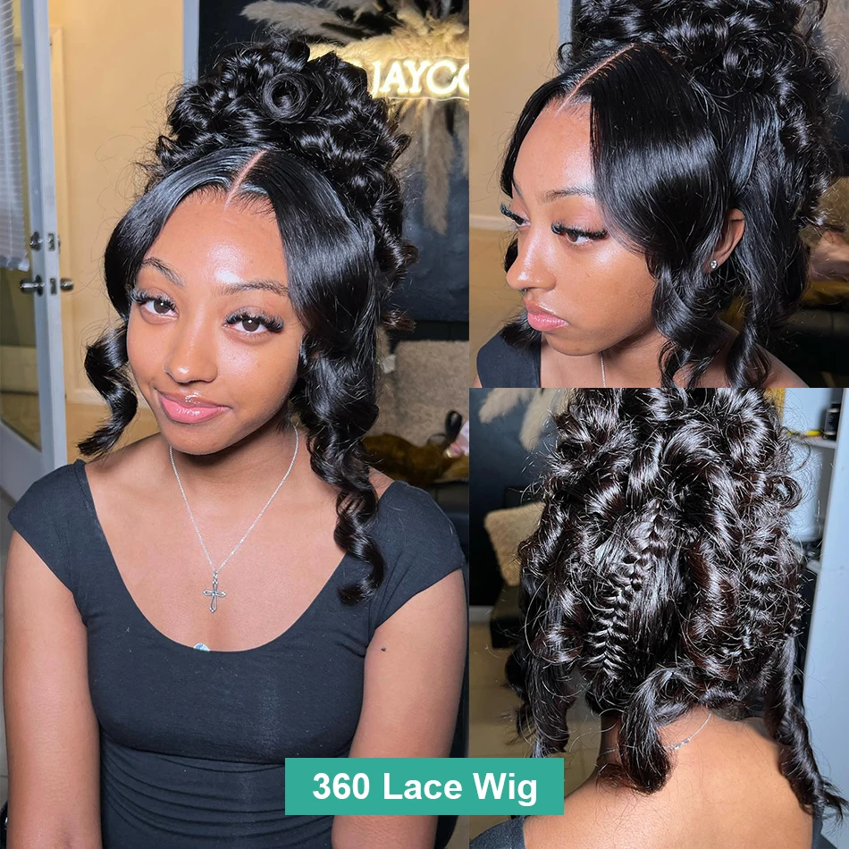 Brazilian Hair 30 40 Inch Body Wave 13x4 HD Transparent Lace Frontal Wig 360 Lace Front Wig Glueless Black Synthetic Closure Wig