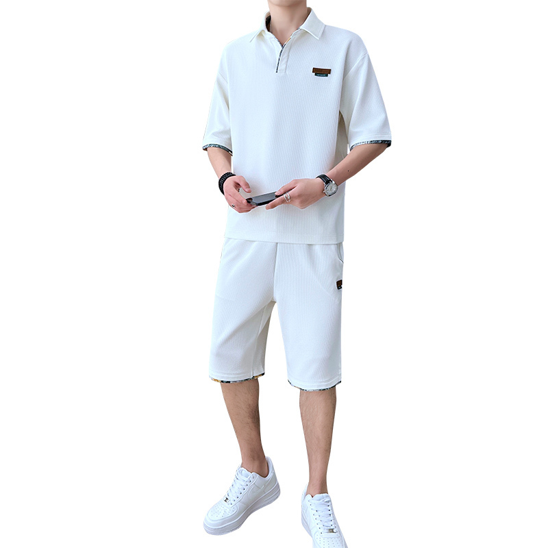 Men's Tracksuits Classic Summer Two Piece Men's Set Casual Solid Color Short Sleeve T-Shirt And Shorts Pant Sports Outwear Top Tee Tracksuit