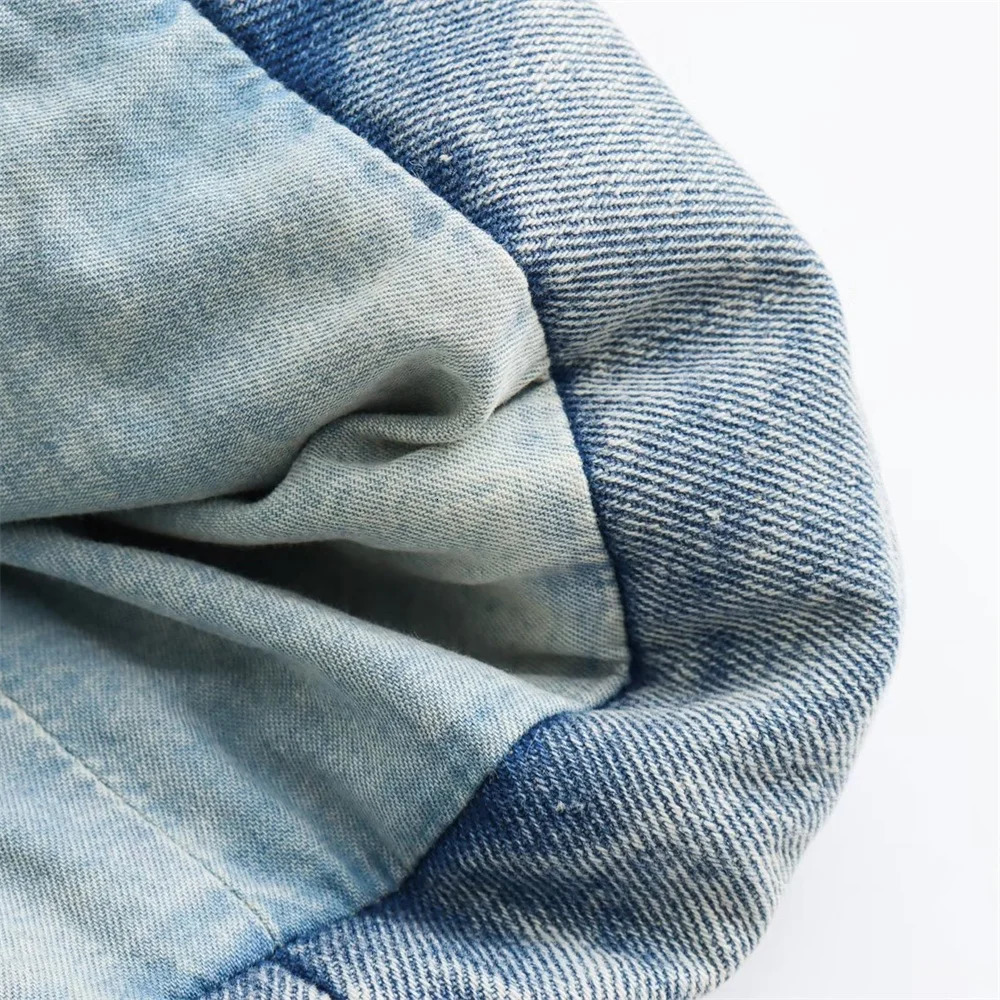 Women's Jackets UNIZERA2023 Autumn and Winter Quilted Lapel Lace up Denim Cotton Coat Loose Jacket Short 231122