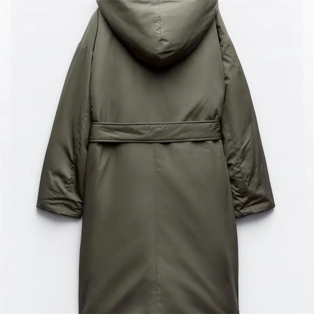 Women s Jackets UNIZERA 2023 Autumn Winter Product Fashion Casual Windbreaker Style with Belt Hooded Cotton Coat 231122