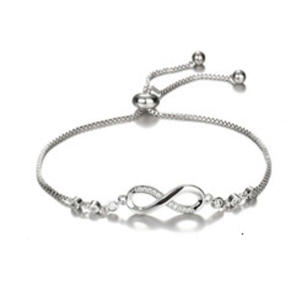 European and American Hotsale CZ Crystal Infinity Bracelet Sier Adjustable Tennis Chain Eight Shaped Bracelets