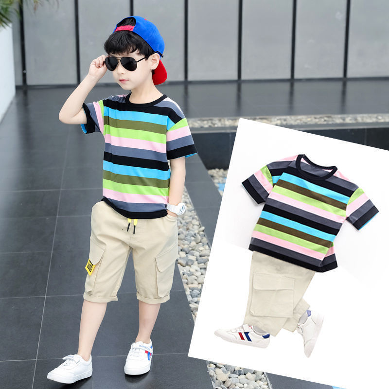 Clothing Sets Summer Boys Clothing Sets Children T-shirt Short Sleeve Pants Set Two Pieces Set Kids Baby Boys Clothes 6 8 10 Years Old 230422
