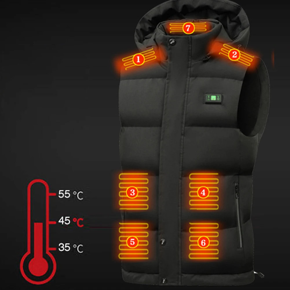 Men's Vests Unisex Electric Heated Vest Windproof Thermal Warm Clothes 15 Heating Zones Zipper Closure USB Charging for Winter Sports Hiking 2311