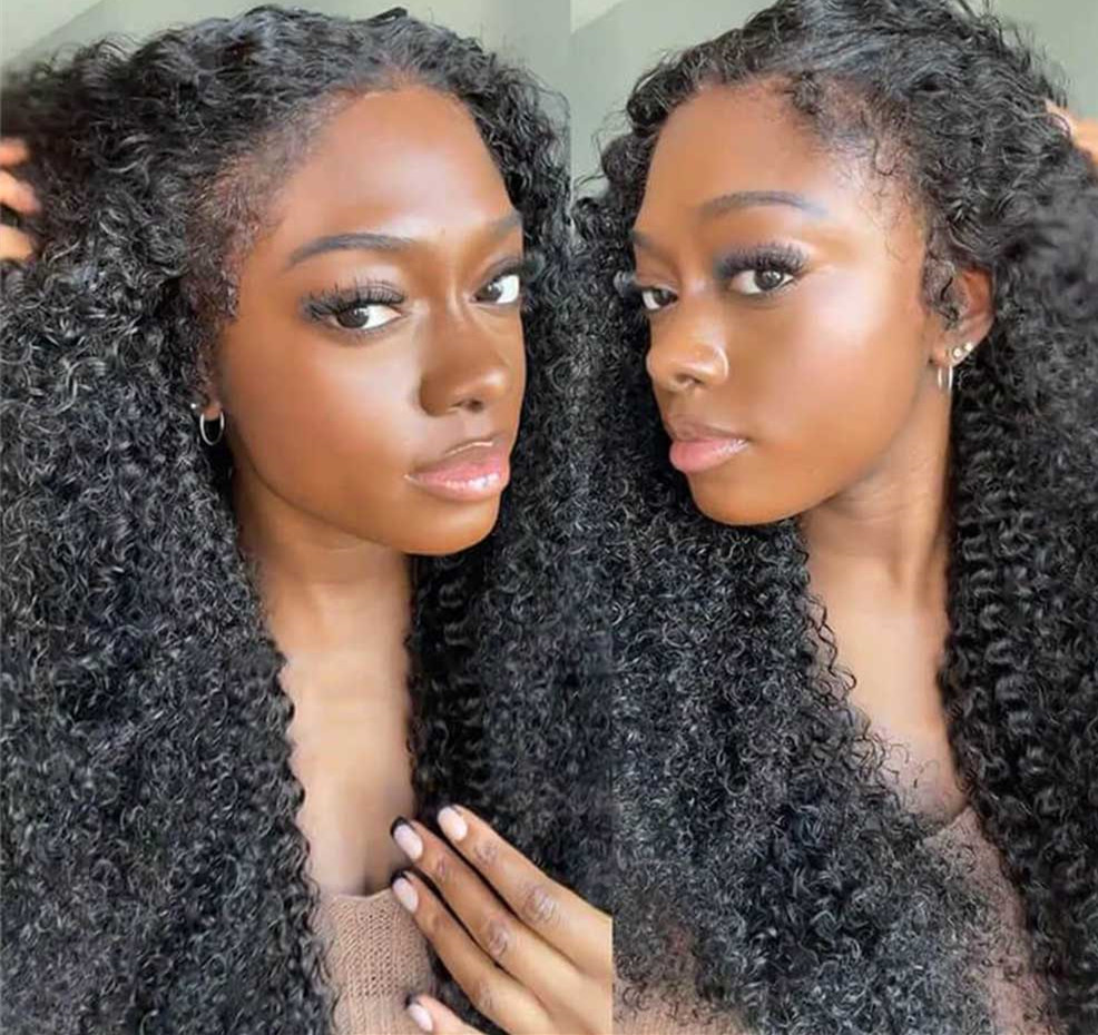 Kinky curly wigs human hair 360 full lace wig with curly baby hair pre plucked hd deep wave brazilian hair 360 lace frontal wig 150%density