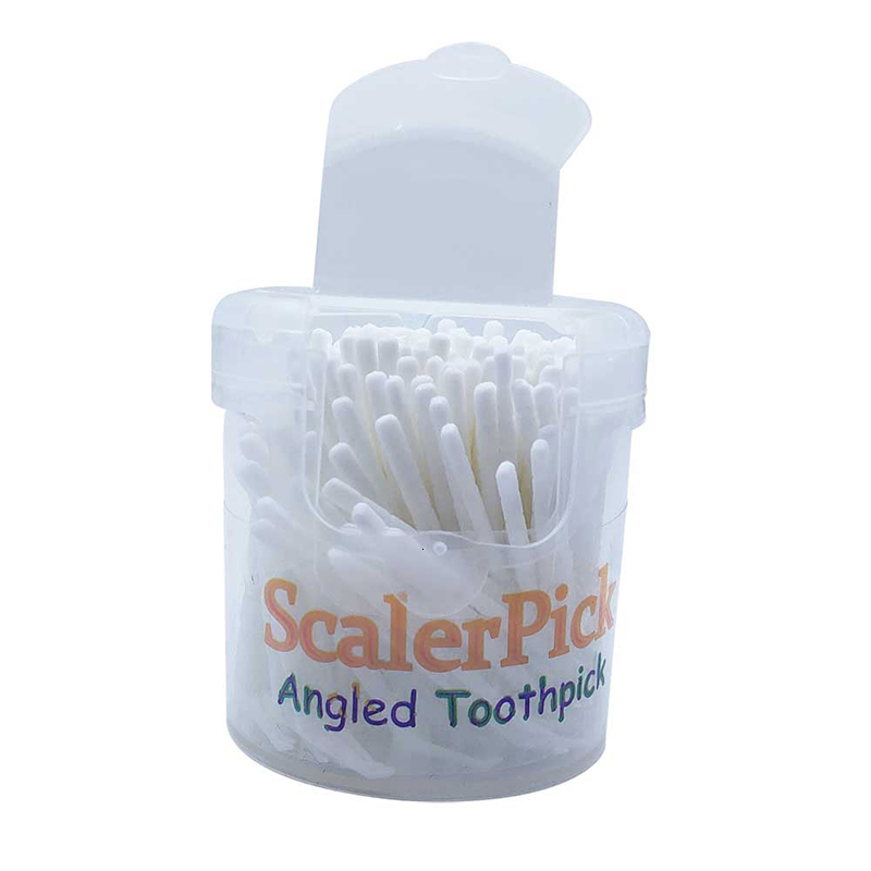 Dental Floss Angled toothpick pick White Plastic Household Teeth Cleaning Curved Hook 2 Bottle 230421