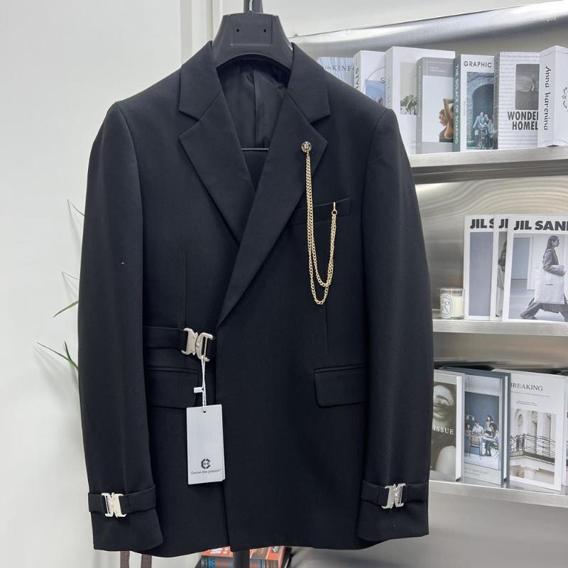 Men's Suits C-D-G 2023 Men Black Fashion Tailor-Made Metal Side Release Buckle 2 Piece Casual Banque Wedding Daily Gift