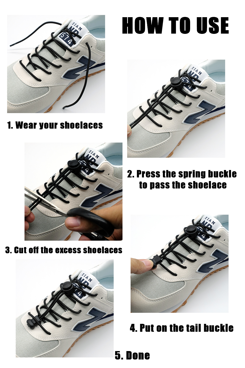 Shoe Parts Accessories 1Pair Colored Dots Round laces Elastic Plastic Lock Hiking Sports No Tie lace Adult Children Lazy Lace 230421