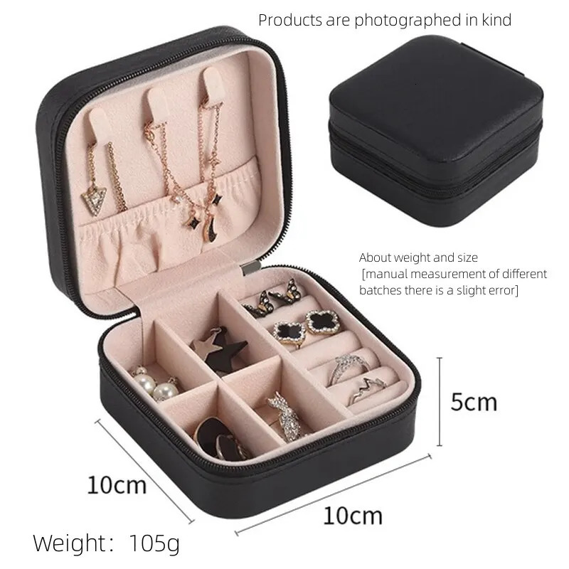 Jewelry Boxes 1pcs Single Layer Storage Box Ladies Travel Leather Jewelry Box Classic Black Pure White Fashion Pink Storage Box 231121