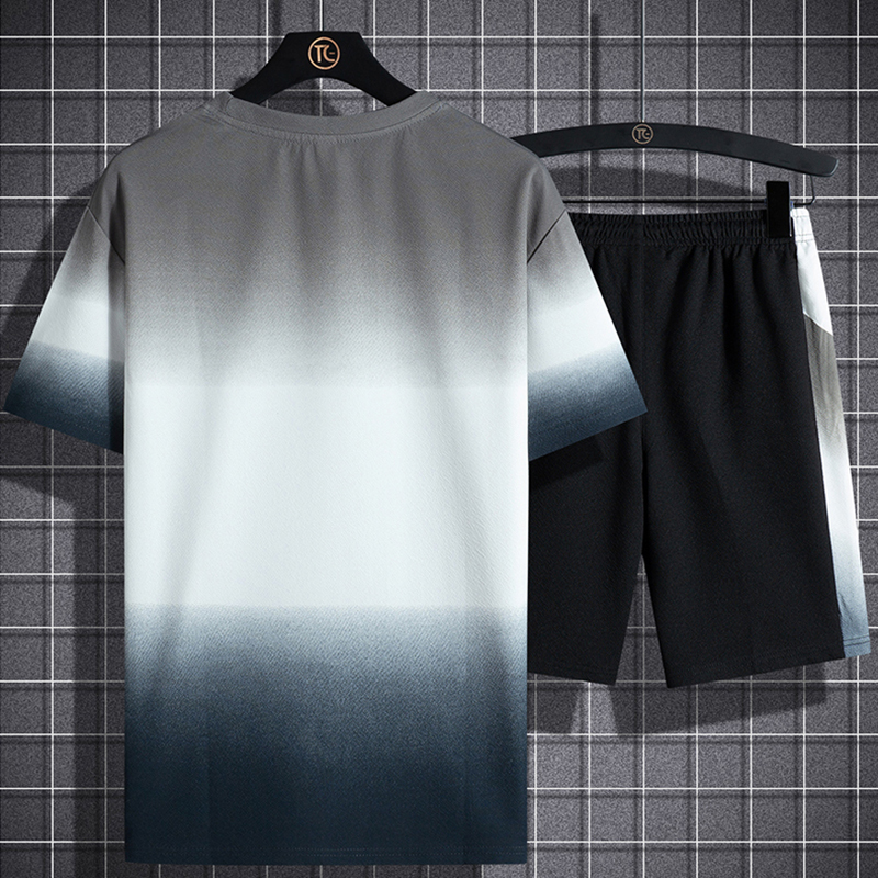 Men's Tracksuits Men Set Fashion 2 PCS Casual Sweat Suit Short Sleeve T-shirt Shorts Sets Male Sportswear Tracksuit Summer Sportsuit 5XL 230422