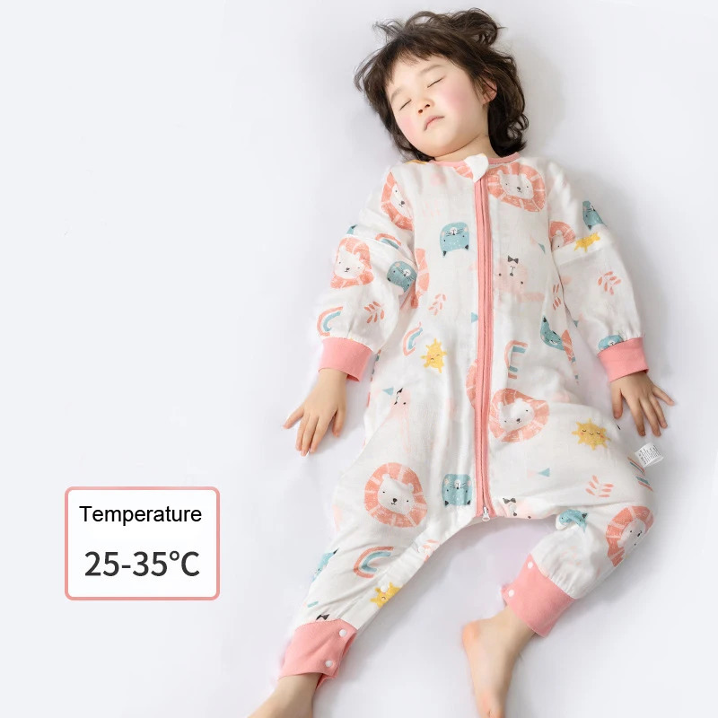 Sleeping Bags Happytobias Summer Baby Sleeping Bags Long Detachable Sleeve Split Leg Sleep Boys Girls Sack Sleepers Kids Pajamas S16 231122