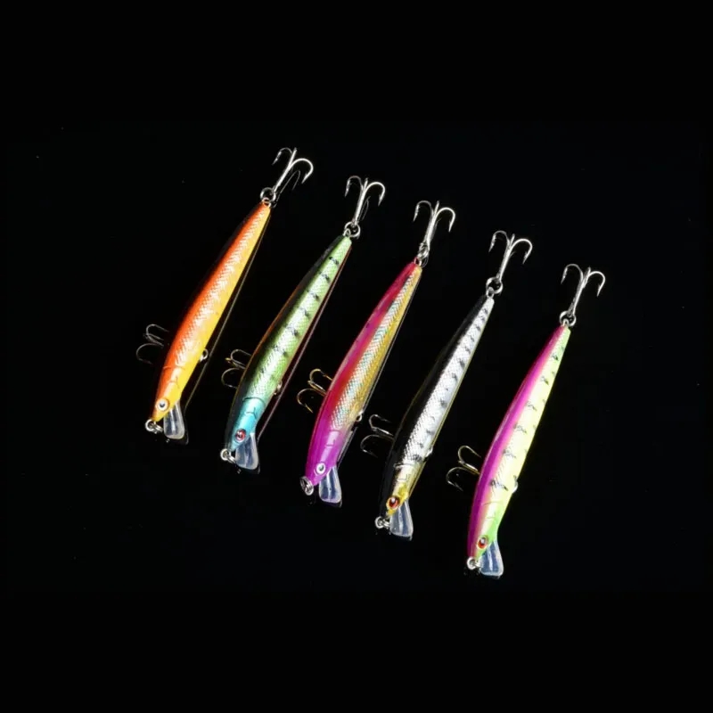 5 Colour 0.3 ounces 3.75 inches Plastic Minnow Fishing Lure Floating Rattles Bass Crankbait 3D Eyes Fish Lures