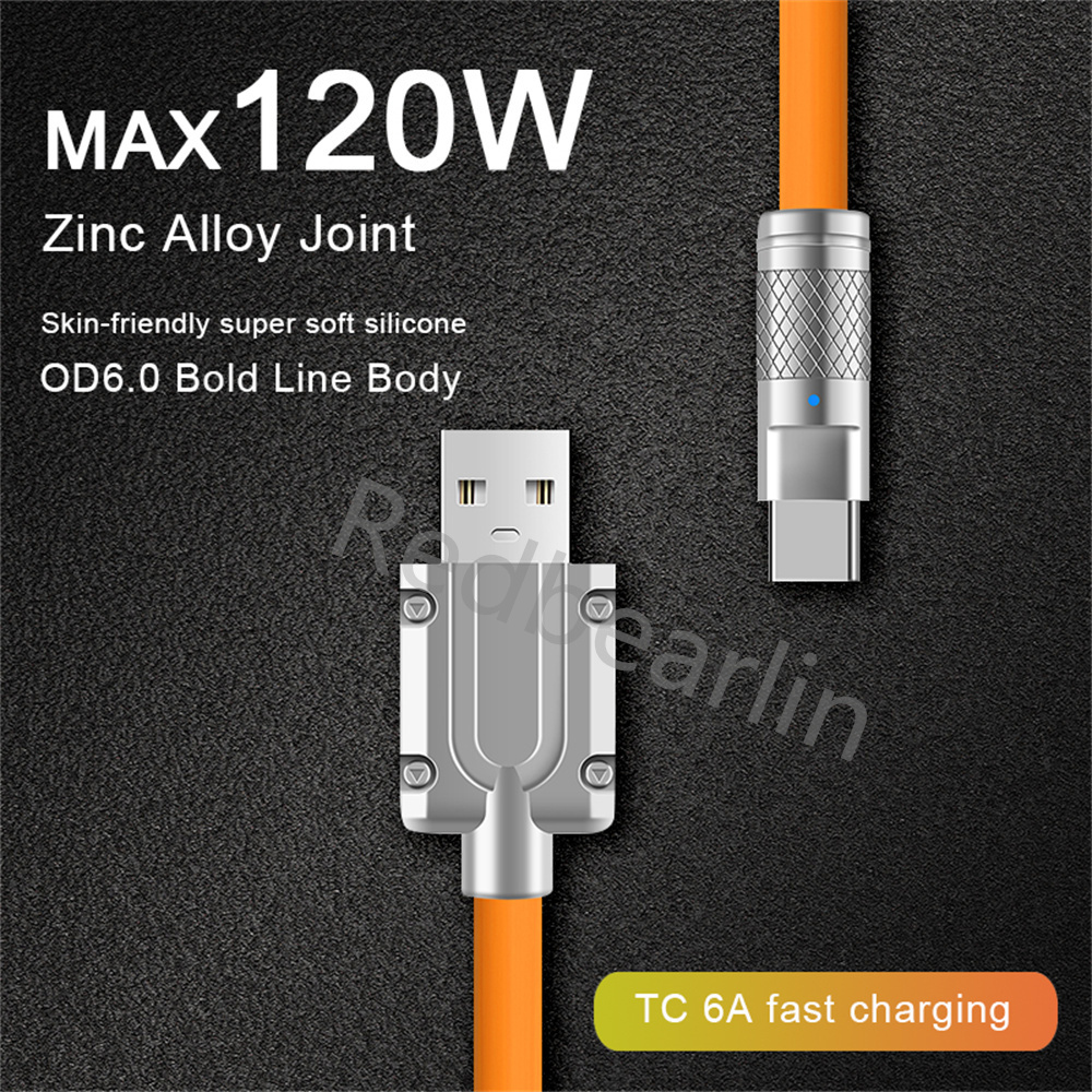 120W 6A Super Fast Charging Cables USB C Type C Micro Liquid Silicone Cable Quick Charge For Samsung s10 S20 S22 S23 Htc lg 1M 3ft