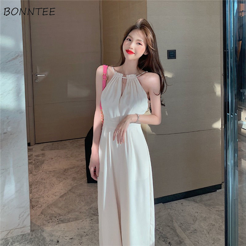 Women's Jumpsuits Rompers Jumpsuits Women Solid Elegant Sleeveless Summer Minimalist High Waist Casual Loose Stylish Korean Style All-match Chic 