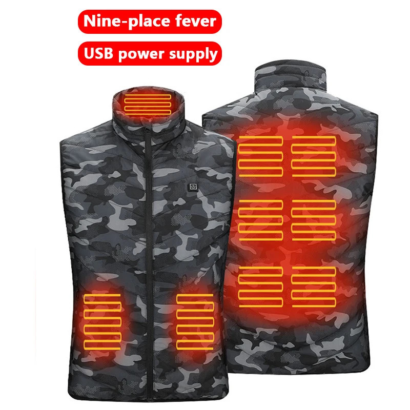 Men's Vests 17PCS Heated Jacket Fashion Men Women Coat Intelligent USB Electric Heating Thermal Warm Clothes Winter Heated Vest Plussize 231122