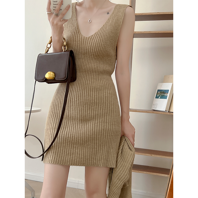 Two Piece Dress Elegant Women Sets Clothes Autumn Winter Turtleneck Sweater Pullover and Vest Dress Two-piece Set Casual Ensemble Femme Outfits 230422
