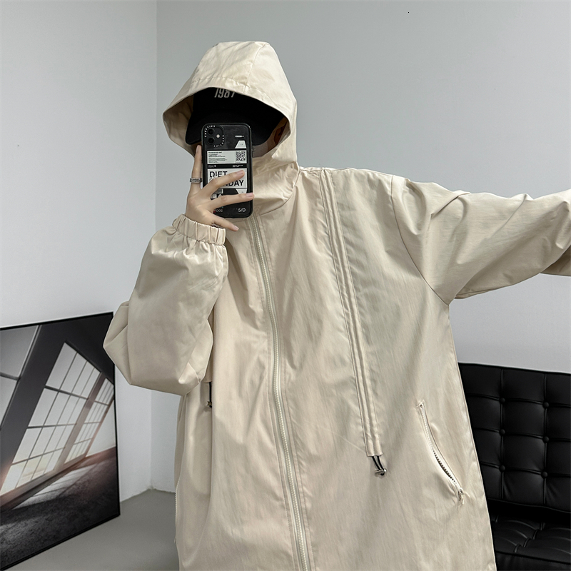 Men's Jackets Streetwear Spring Hooded Casual Jackets For Men Outdoor Black Windbreak Bomber Men's Jacket Coat 230422