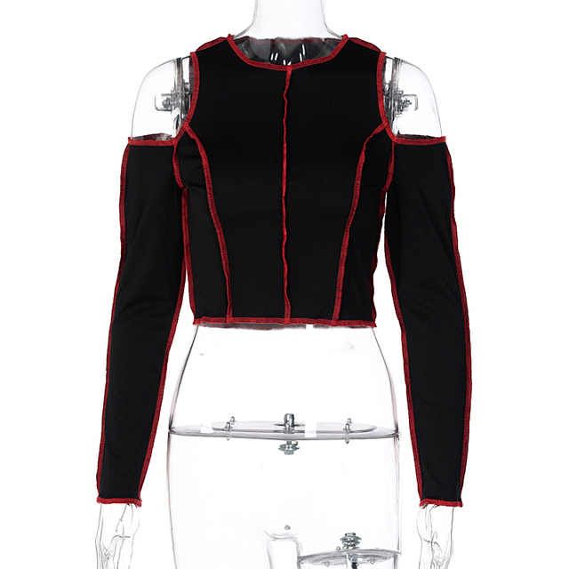 Women's T-Shirt Chicology Goth Hollow Out Fashion Tshirt Women Long Sleeve Crop Top T Shirt Winter Fall Clothes Punk Streetwear Gothic Tee 230422