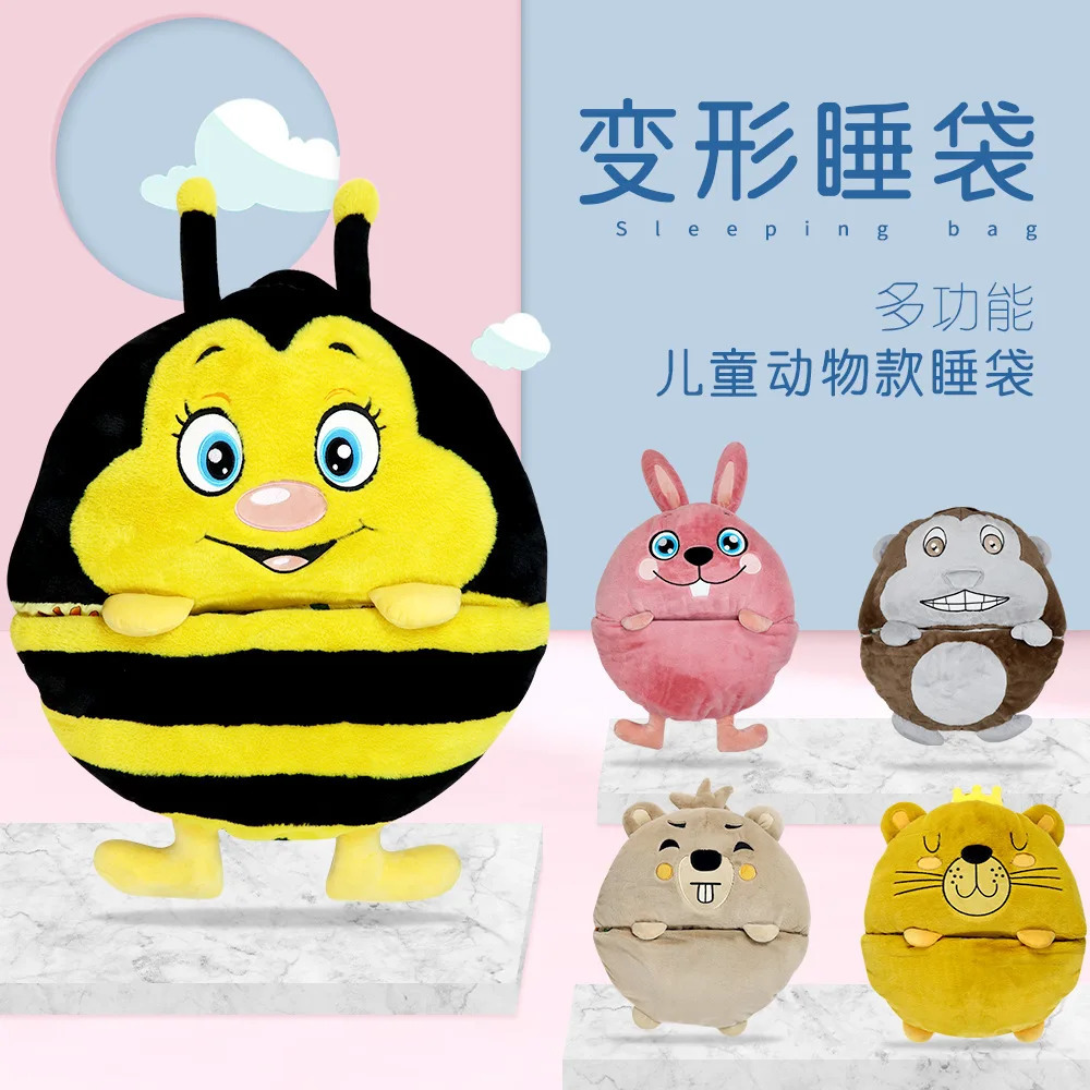 Sleeping Bags Cartoon Animal Children Sleeping Bag Kids Rabbit Fur Sleep Sack Boys Girls Plush Doll Pillow Lazy Sleepsacks For Birthday Gift 231122