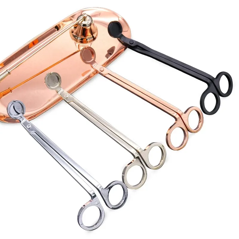DHL Stainless Steel Snuffers Rose Gold Scissors Candle Wick Trimmer Oil Lamp Trim scissor Cutter FY4380 1122