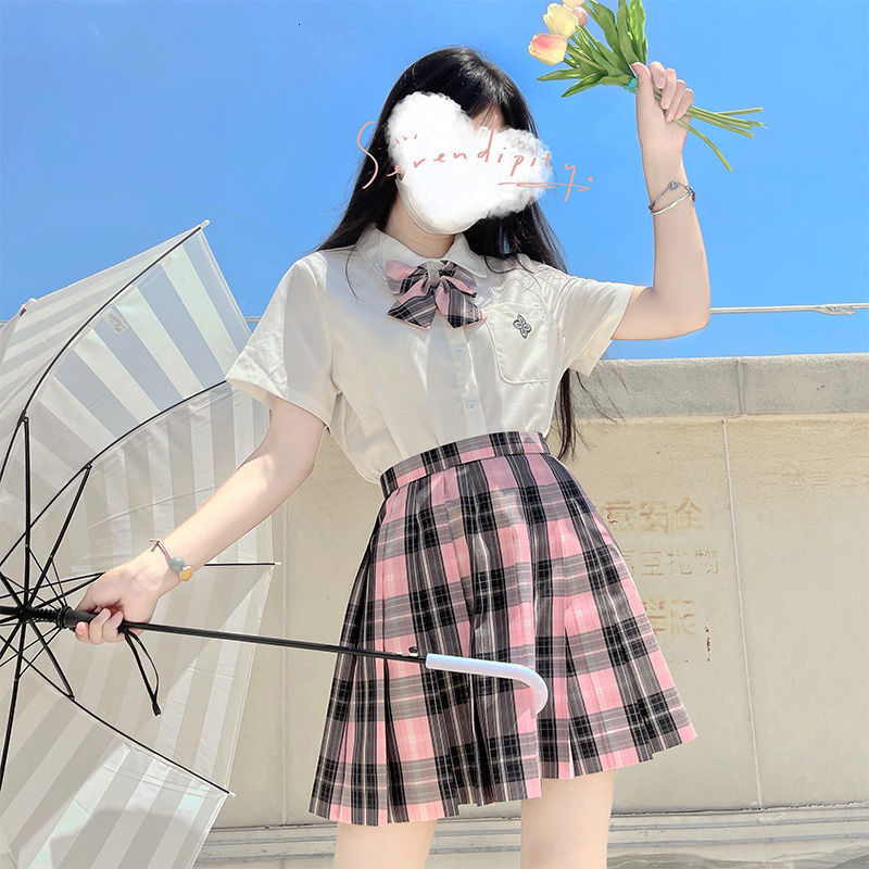 Skirts Korean Sweet Plaid Skirt Women Harajuku Cute Pink Black High Waist Pleated Mini Skirts Japanese Uniform Preppy JK Skater 2000s 230422